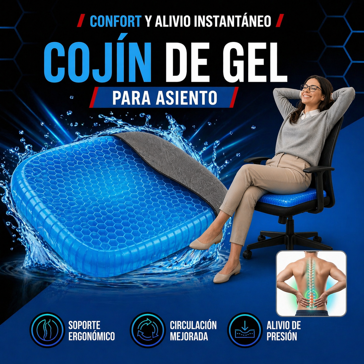 Cojín Suave Gel Flexible Aliviar Fatiga