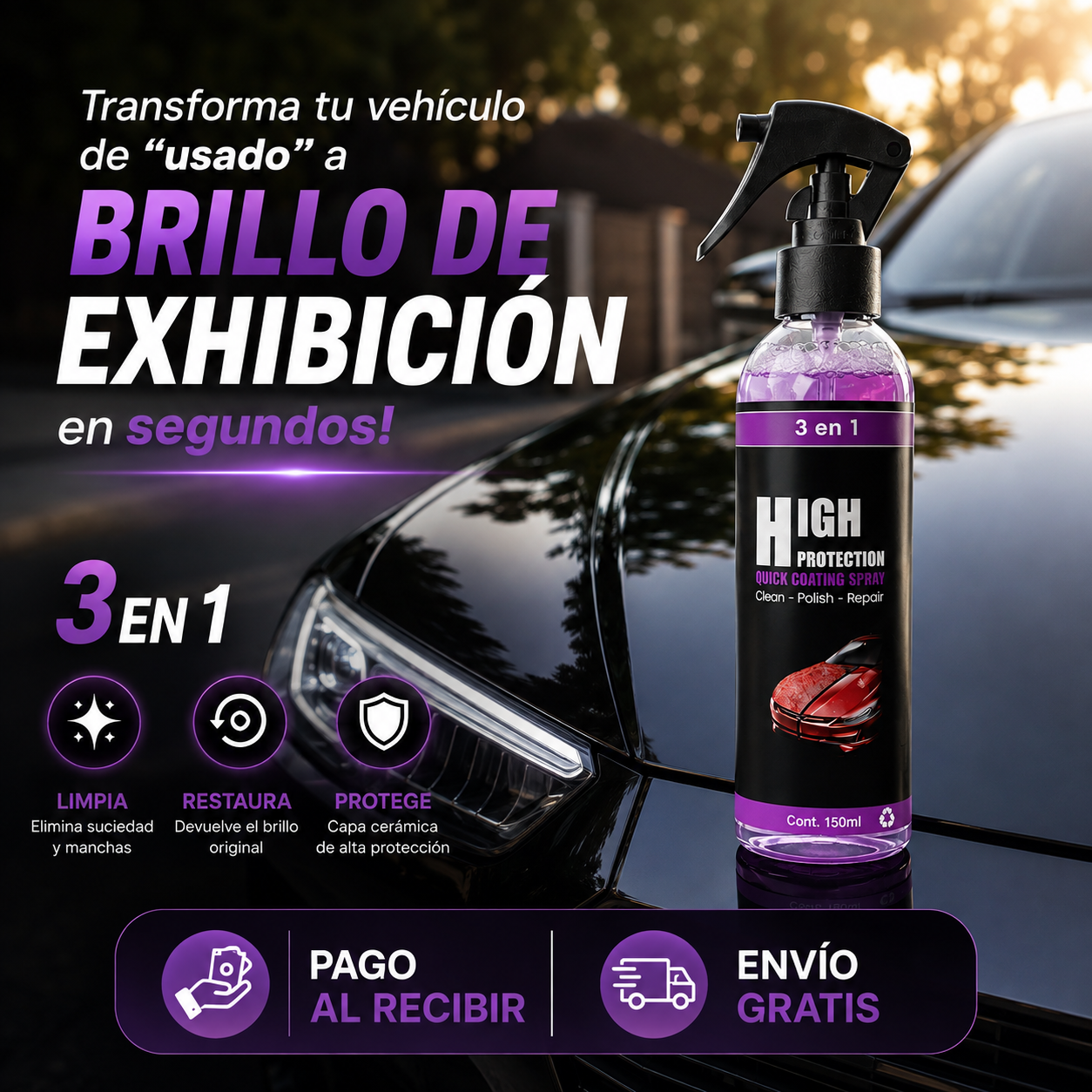 Protector Auto 3 En 1 Cera Spray 150 ml
