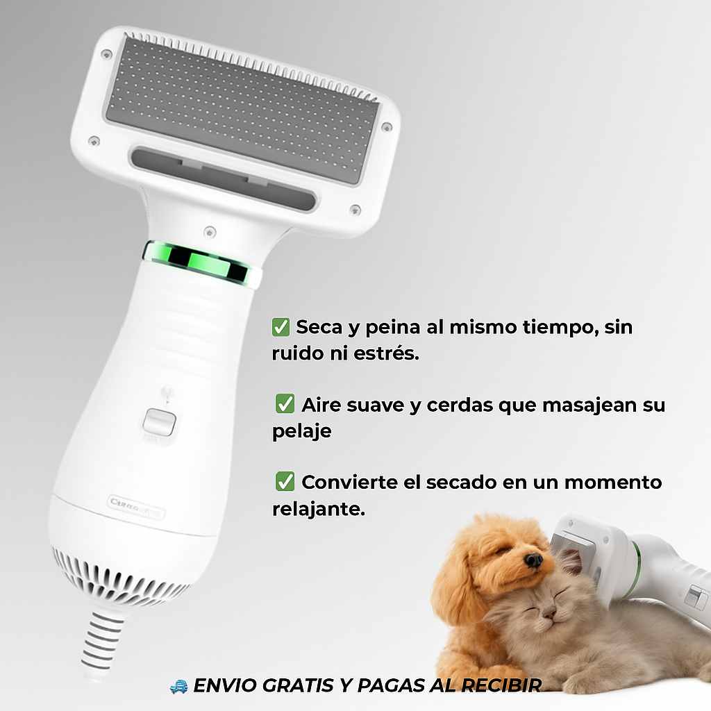 Secador Cepillo para Mascotas 2 en 1