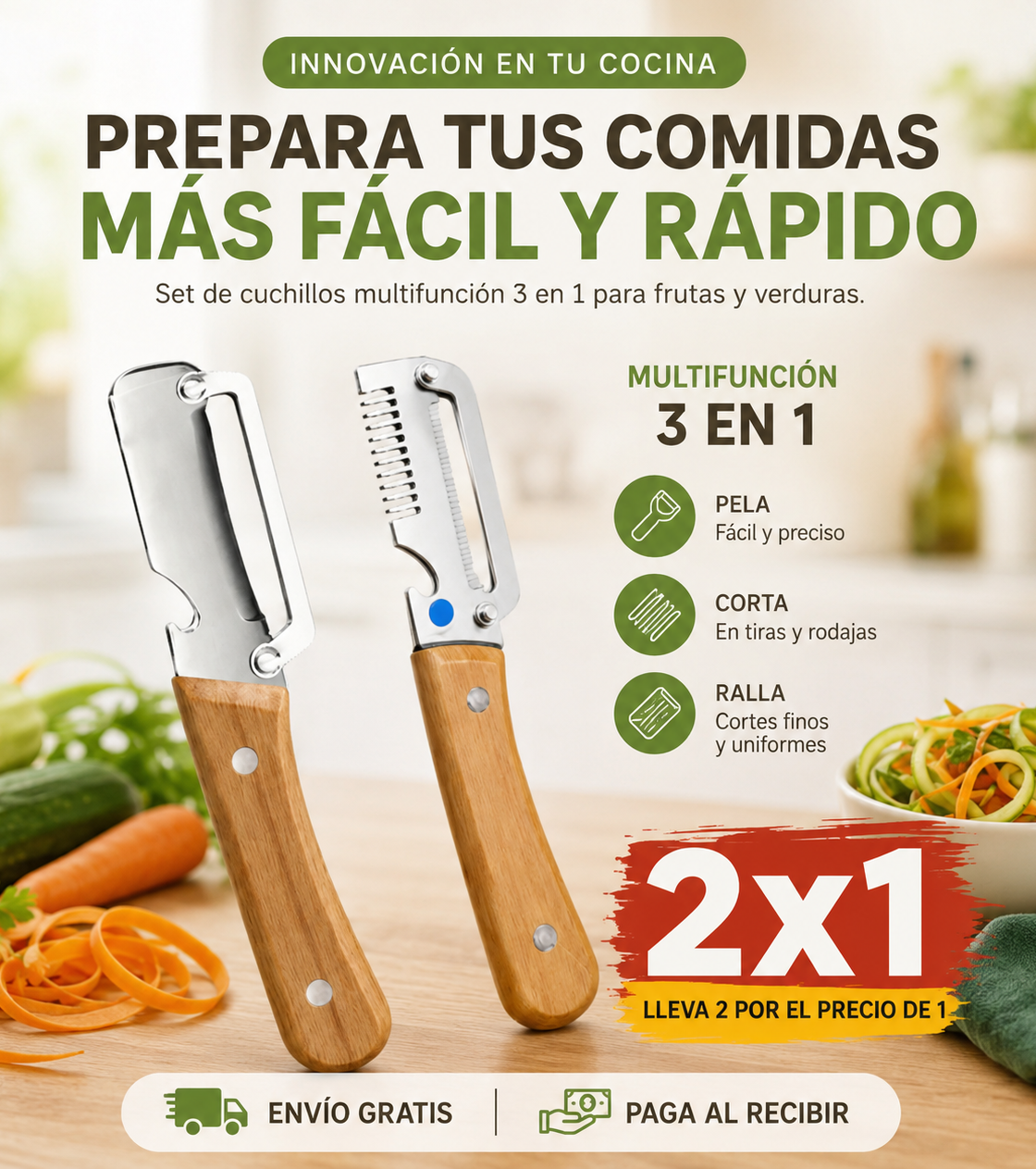 SET DE CUCHILLOS PROFESIONAL 2X1