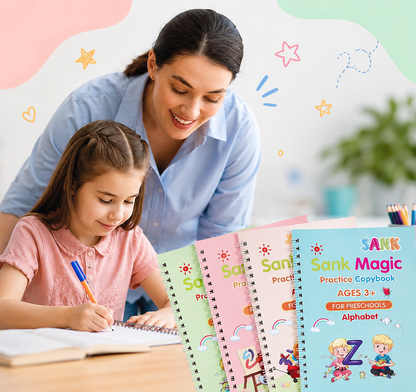 Set 4 Cuadernos Magic Caligrafia Montessori+Boligrafo