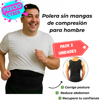 AlphaStyle™ — Pack 2 poleras de Compresión Sin Mangas para hombre