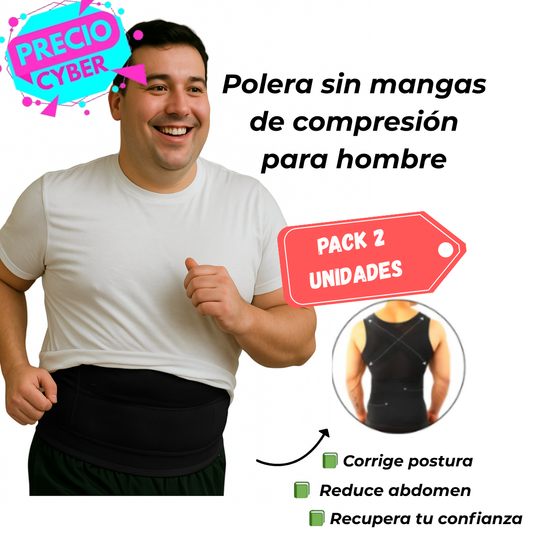 AlphaStyle™ — Pack 2 poleras de Compresión Sin Mangas para hombre
